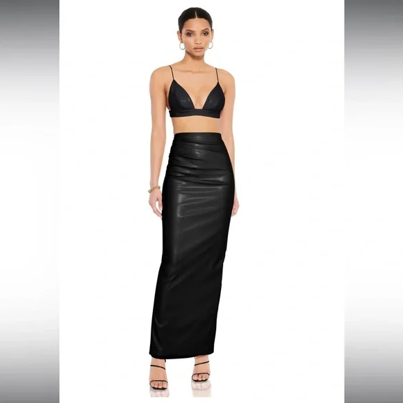 NOOKIE REBEL Faux Leather Maxi SKIRT XS BLACK - Picture 4 of 7